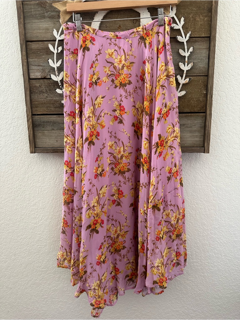 Anthropologie purple chiffon flowy floral maxi skirt ladies size 10 - Picture 3 of 10